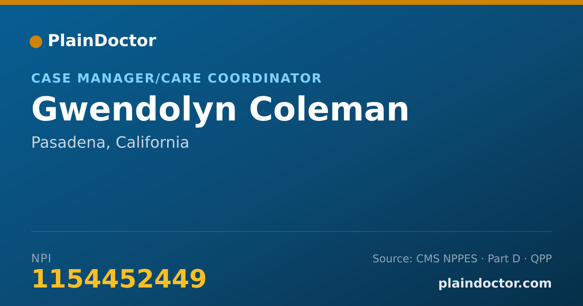 Shareable card for Gwendolyn Coleman - Case Manager/Care Coordinator, Pasadena, CA