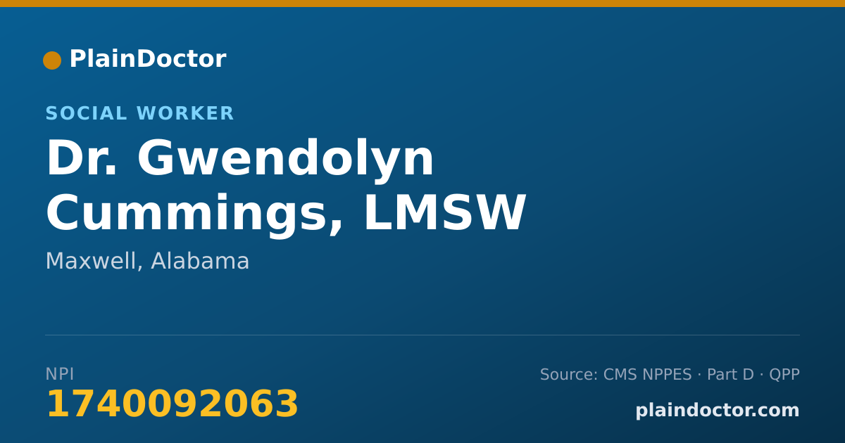 Shareable card for Gwendolyn Cummings, LMSW - Social Worker, Maxwell, AL