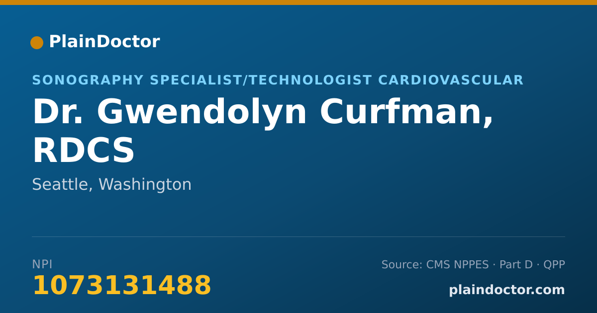 Shareable card for Gwendolyn Curfman, RDCS - Sonography Specialist/Technologist Cardiovascular, Seattle, WA