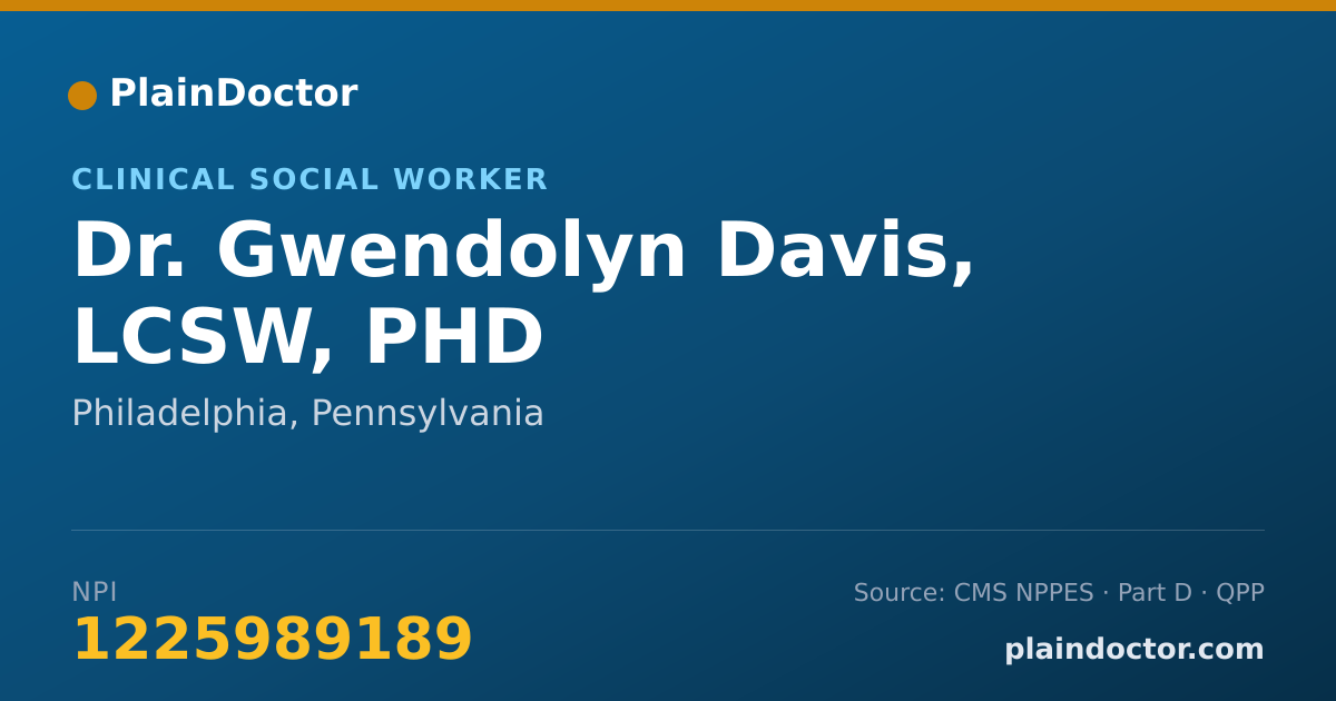 Shareable card for Gwendolyn Davis, LCSW, PHD - Clinical Social Worker, Philadelphia, PA