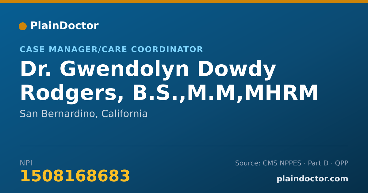 Shareable card for Gwendolyn Dowdy Rodgers, B.S.,M.M,MHRM - Case Manager/Care Coordinator, San Bernardino, CA