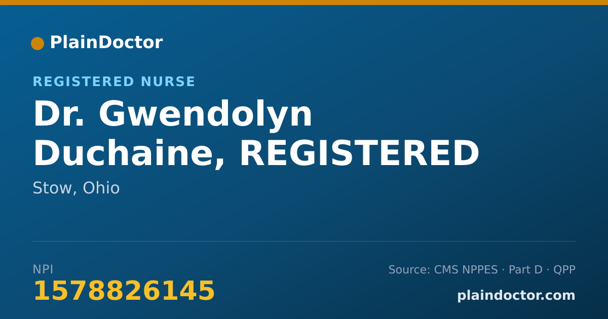 Shareable card for Gwendolyn Duchaine, REGISTERED NURSE - Registered Nurse, Stow, OH
