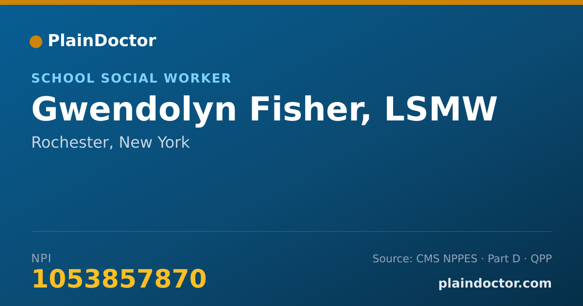 Shareable card for Gwendolyn Fisher, LSMW - School Social Worker, Rochester, NY