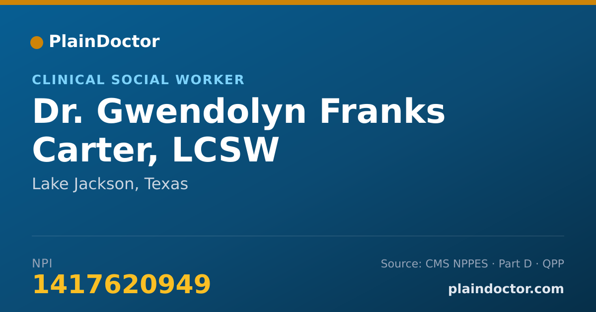 Shareable card for Gwendolyn Franks Carter, LCSW - Clinical Social Worker, Lake Jackson, TX
