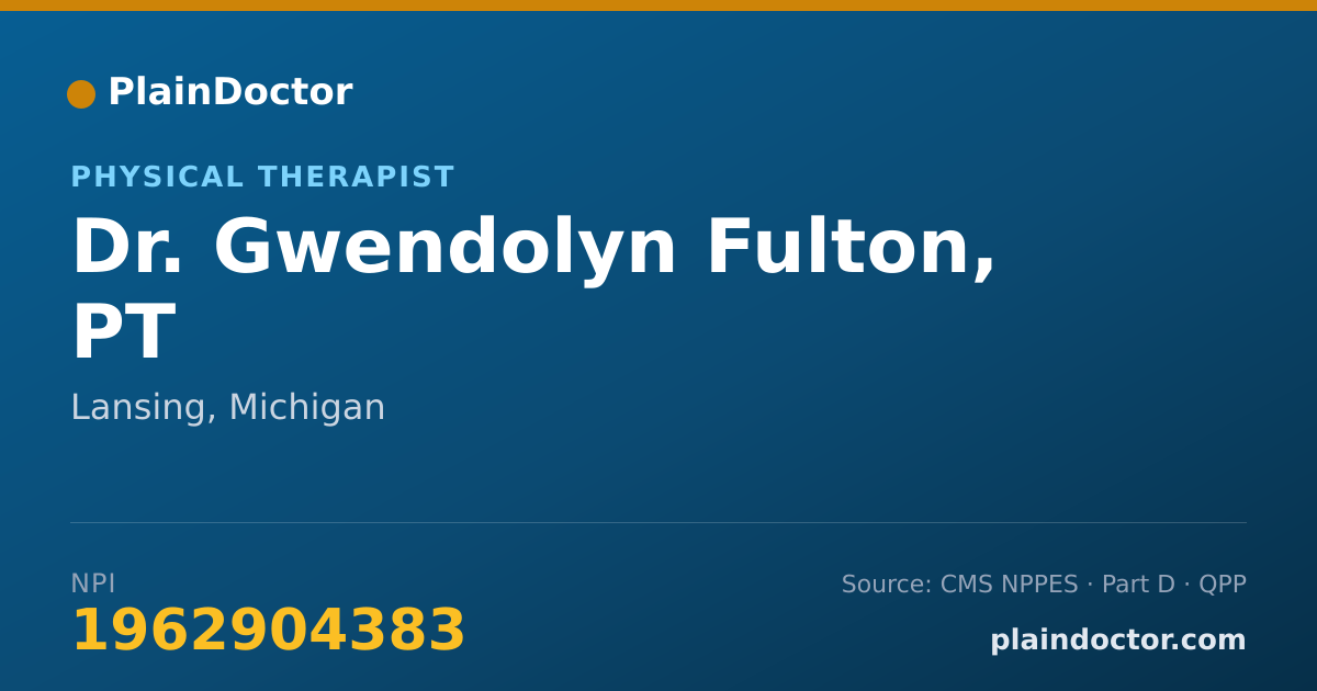 Shareable card for Gwendolyn Fulton, PT - Physical Therapist, Lansing, MI