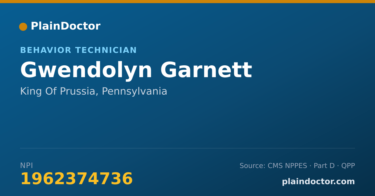 Shareable card for Gwendolyn Garnett - Behavior Technician, King Of Prussia, PA