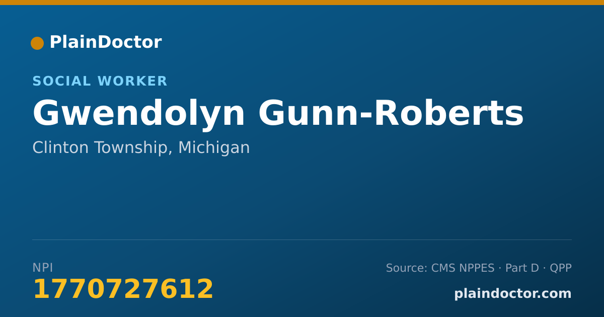 Shareable card for Gwendolyn Gunn-Roberts - Social Worker, Clinton Township, MI