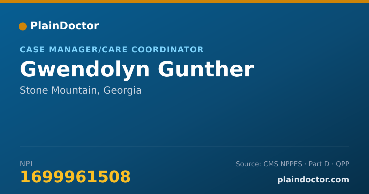 Shareable card for Gwendolyn Gunther - Case Manager/Care Coordinator, Stone Mountain, GA