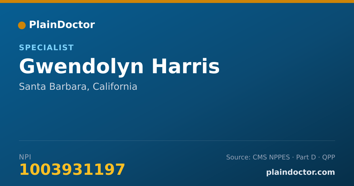Shareable card for Gwendolyn Harris - Specialist, Santa Barbara, CA