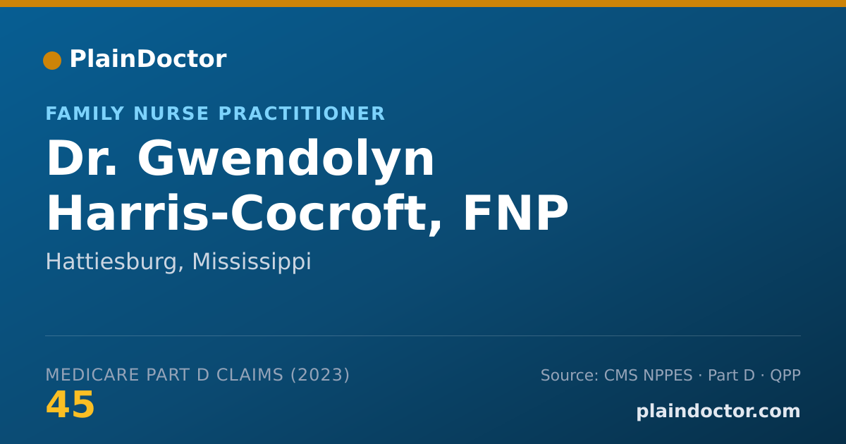 Shareable card for Gwendolyn Harris-Cocroft, FNP - Family Nurse Practitioner, Hattiesburg, MS