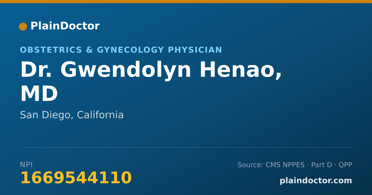 Shareable card for Gwendolyn Henao, MD - Obstetrics & Gynecology Physician, San Diego, CA