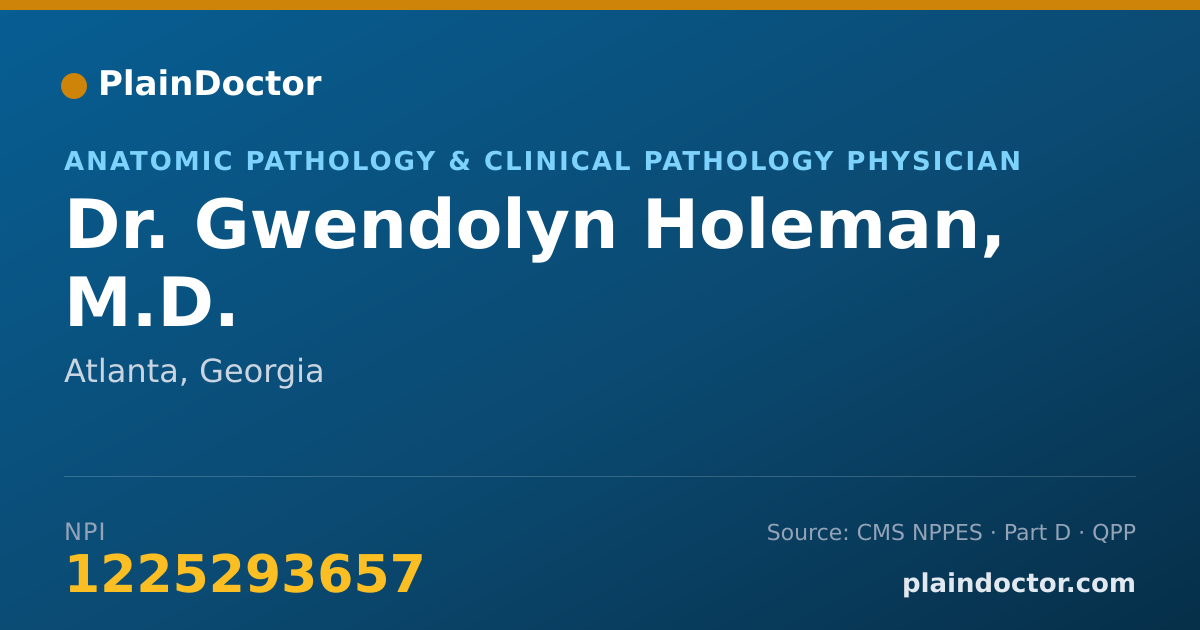 Shareable card for Gwendolyn Holeman, M.D. - Anatomic Pathology & Clinical Pathology Physician, Atlanta, GA