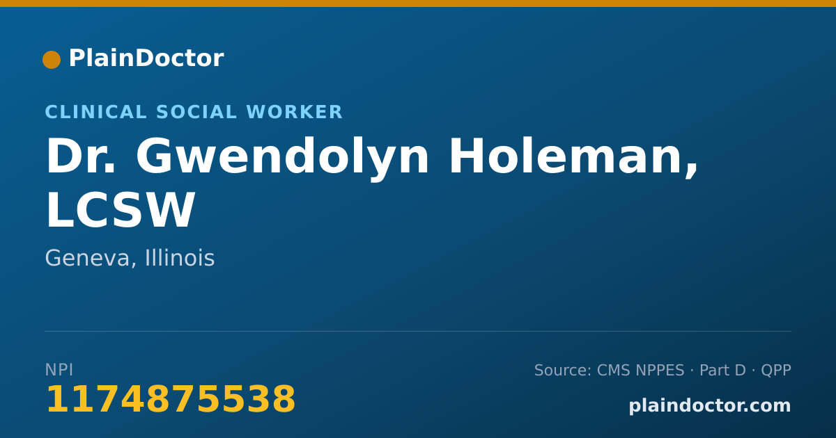 Shareable card for Gwendolyn Holeman, LCSW - Clinical Social Worker, Geneva, IL