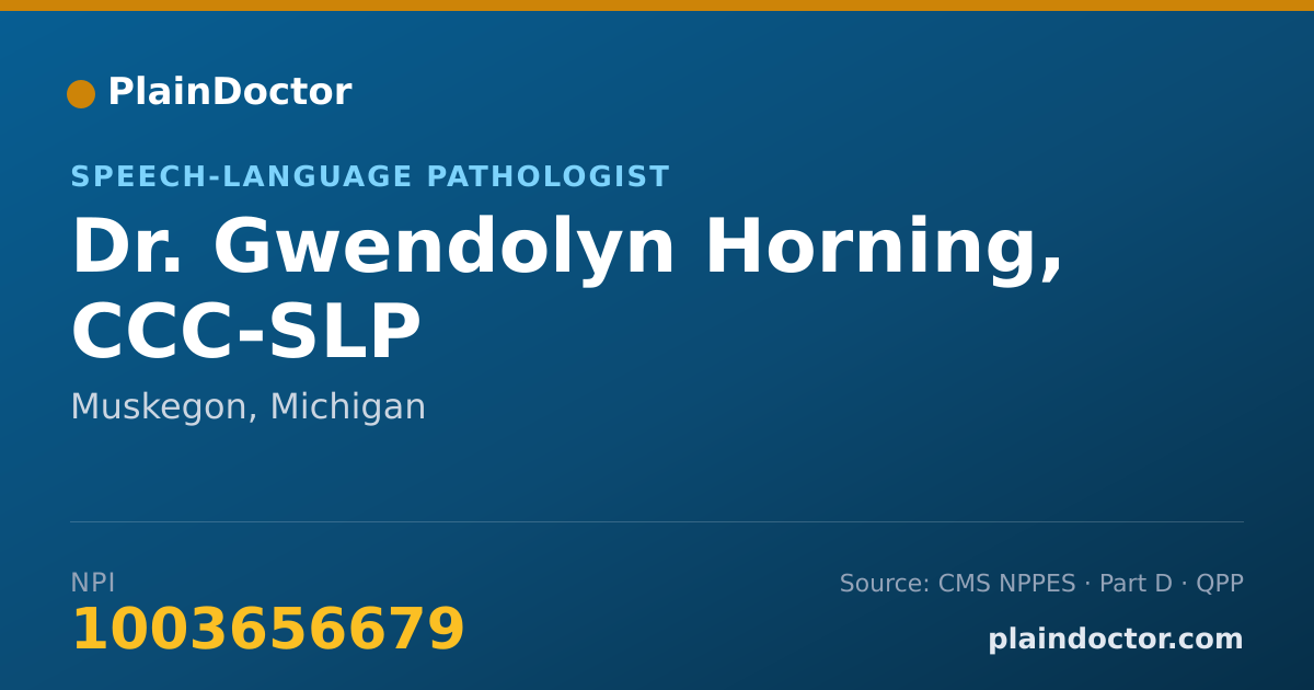 Shareable card for Gwendolyn Horning, CCC-SLP - Speech-Language Pathologist, Muskegon, MI