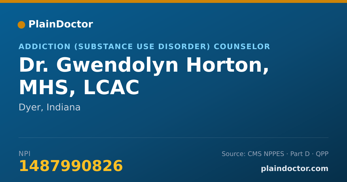 Shareable card for Gwendolyn Horton, MHS, LCAC - Addiction (Substance Use Disorder) Counselor, Dyer, IN
