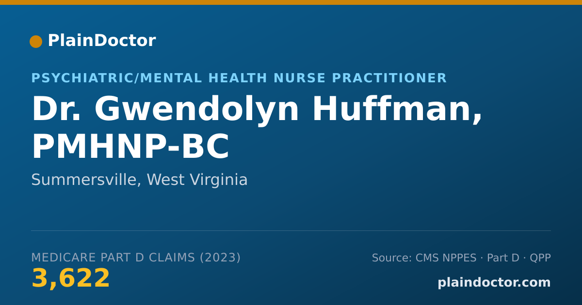 Shareable card for Gwendolyn Huffman, PMHNP-BC - Psychiatric/Mental Health Nurse Practitioner, Summersville, WV