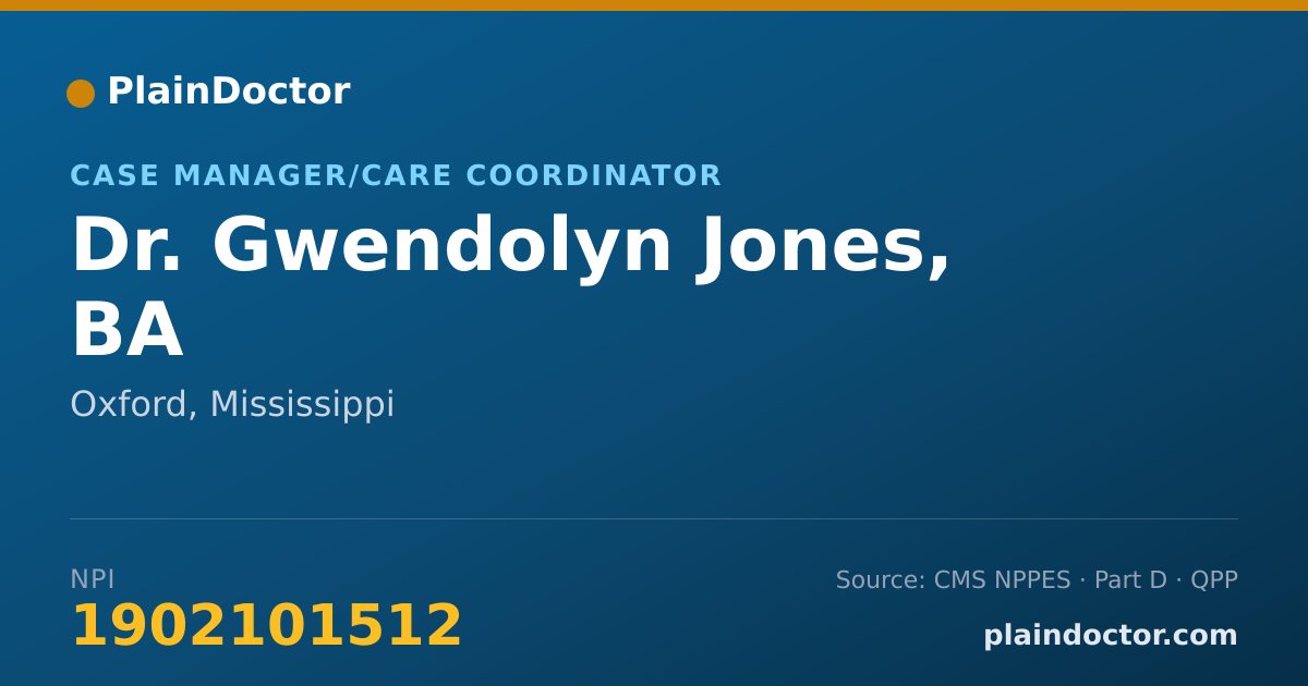 Shareable card for Gwendolyn Jones, BA - Case Manager/Care Coordinator, Oxford, MS