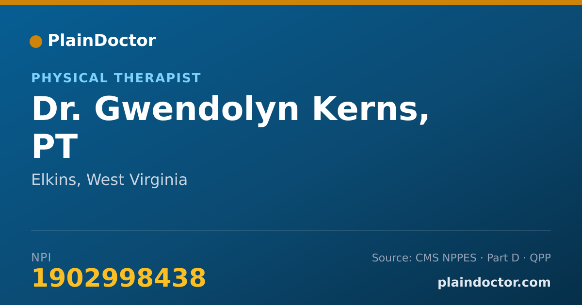 Shareable card for Gwendolyn Kerns, PT - Physical Therapist, Elkins, WV