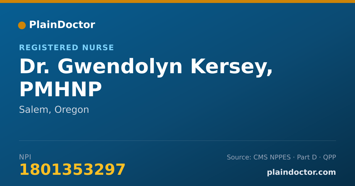 Shareable card for Gwendolyn Kersey, PMHNP - Registered Nurse, Salem, OR