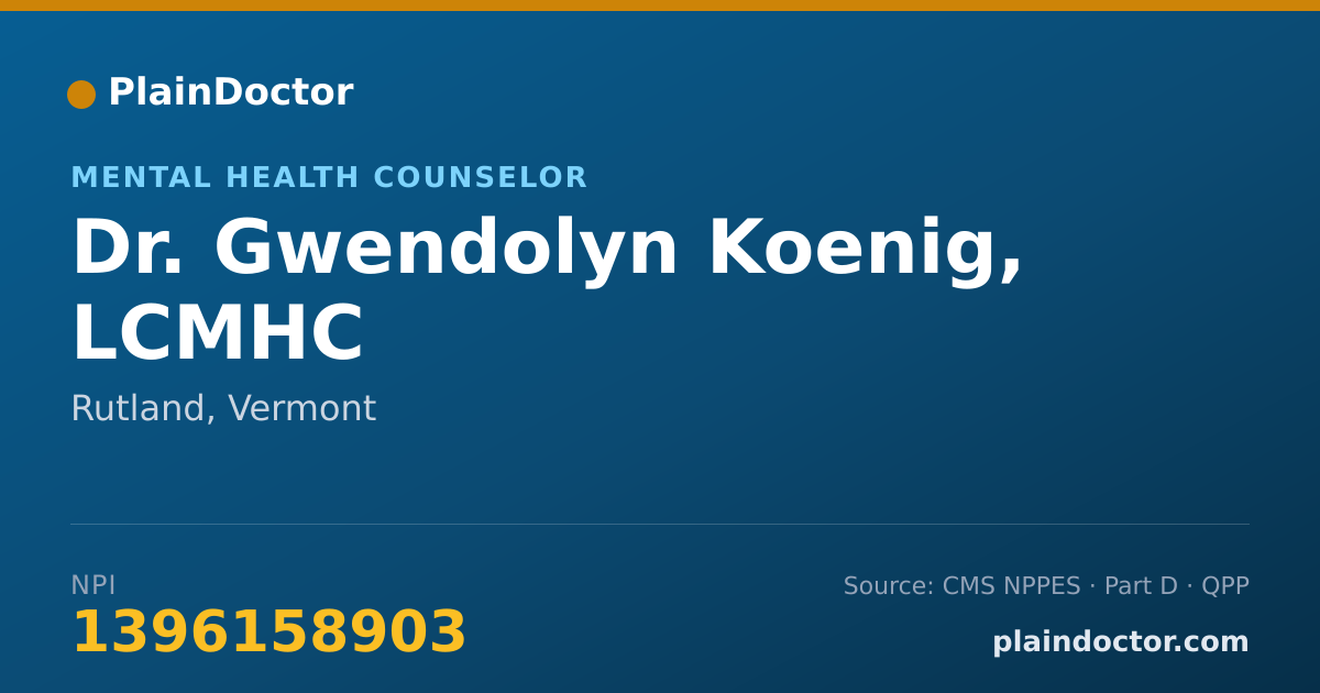 Shareable card for Gwendolyn Koenig, LCMHC - Mental Health Counselor, Rutland, VT