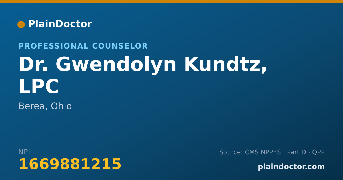 Shareable card for Gwendolyn Kundtz, LPC - Professional Counselor, Berea, OH