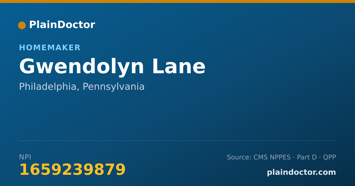 Shareable card for Gwendolyn Lane - Homemaker, Philadelphia, PA