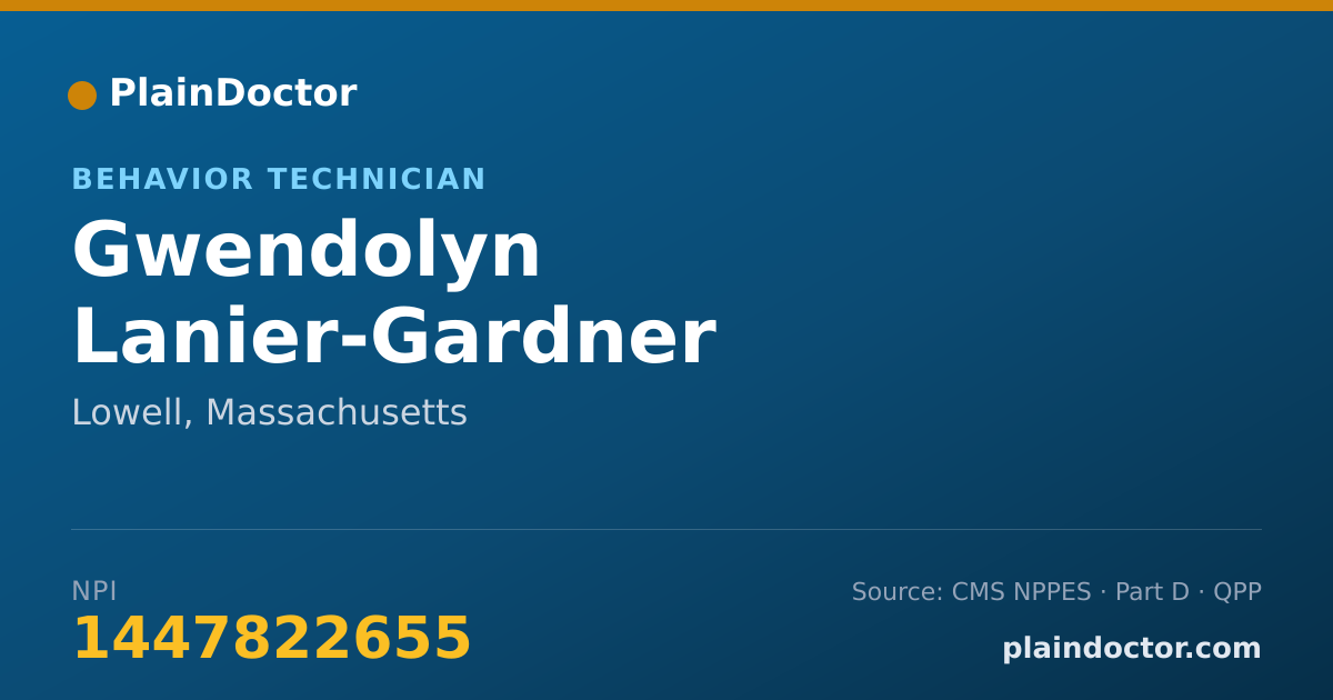 Shareable card for Gwendolyn Lanier-Gardner - Behavior Technician, Lowell, MA