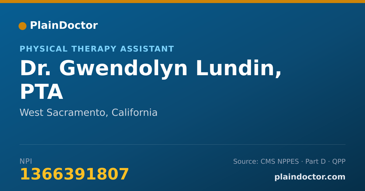 Shareable card for Gwendolyn Lundin, PTA - Physical Therapy Assistant, West Sacramento, CA