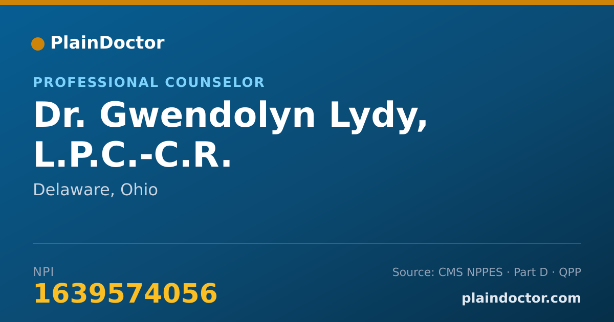 Shareable card for Gwendolyn Lydy, L.P.C.-C.R. - Professional Counselor, Delaware, OH