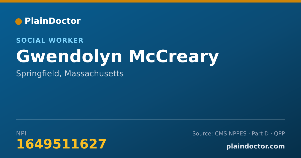 Shareable card for Gwendolyn McCreary - Social Worker, Springfield, MA