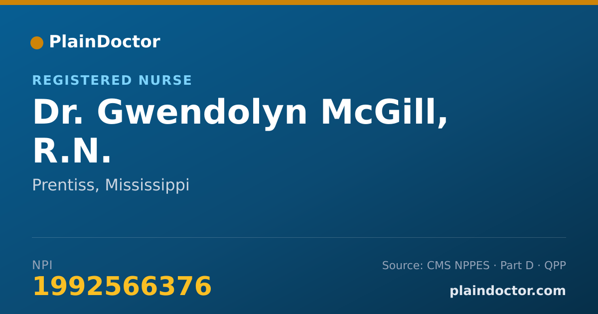 Shareable card for Gwendolyn McGill, R.N. - Registered Nurse, Prentiss, MS