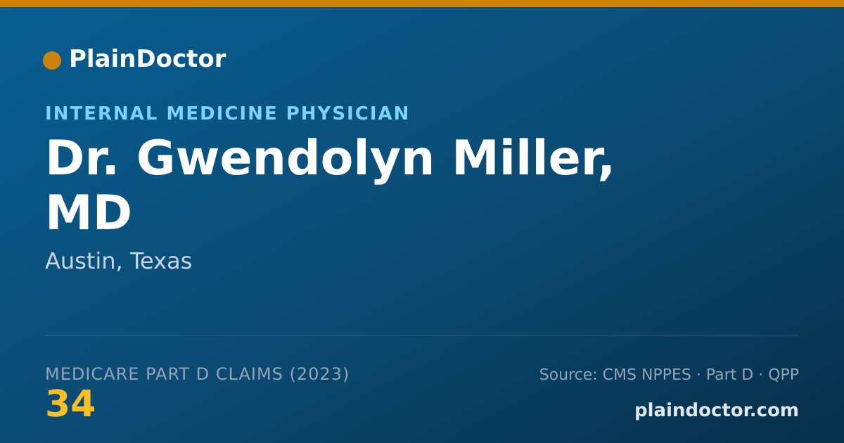 Shareable card for Gwendolyn Miller, MD - Internal Medicine Physician, Austin, TX