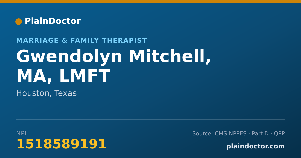 Shareable card for Gwendolyn Mitchell, MA, LMFT - Marriage & Family Therapist, Houston, TX