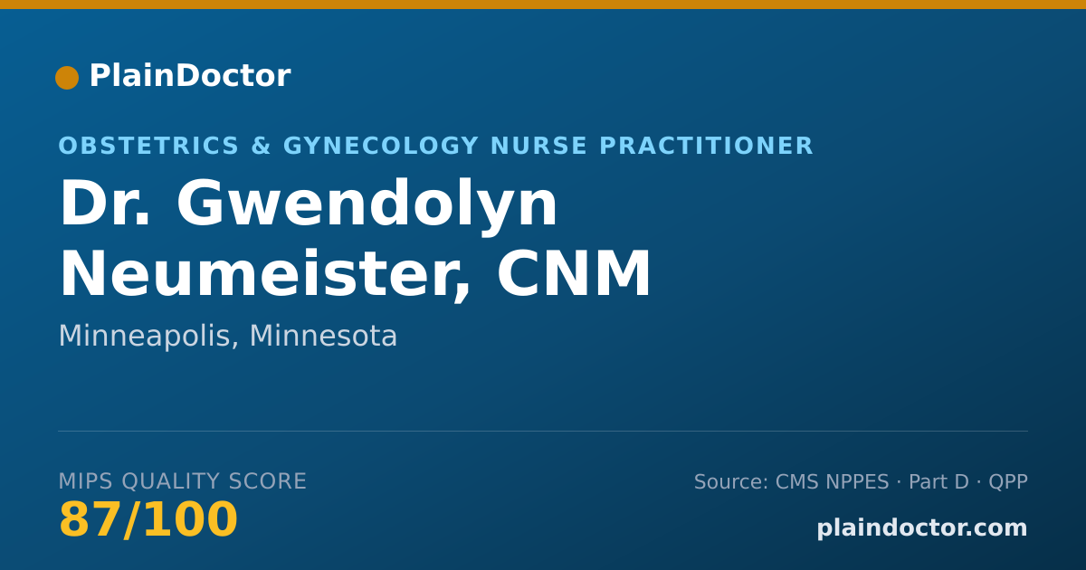 Shareable card for Gwendolyn Neumeister, CNM - Obstetrics & Gynecology Nurse Practitioner, Minneapolis, MN