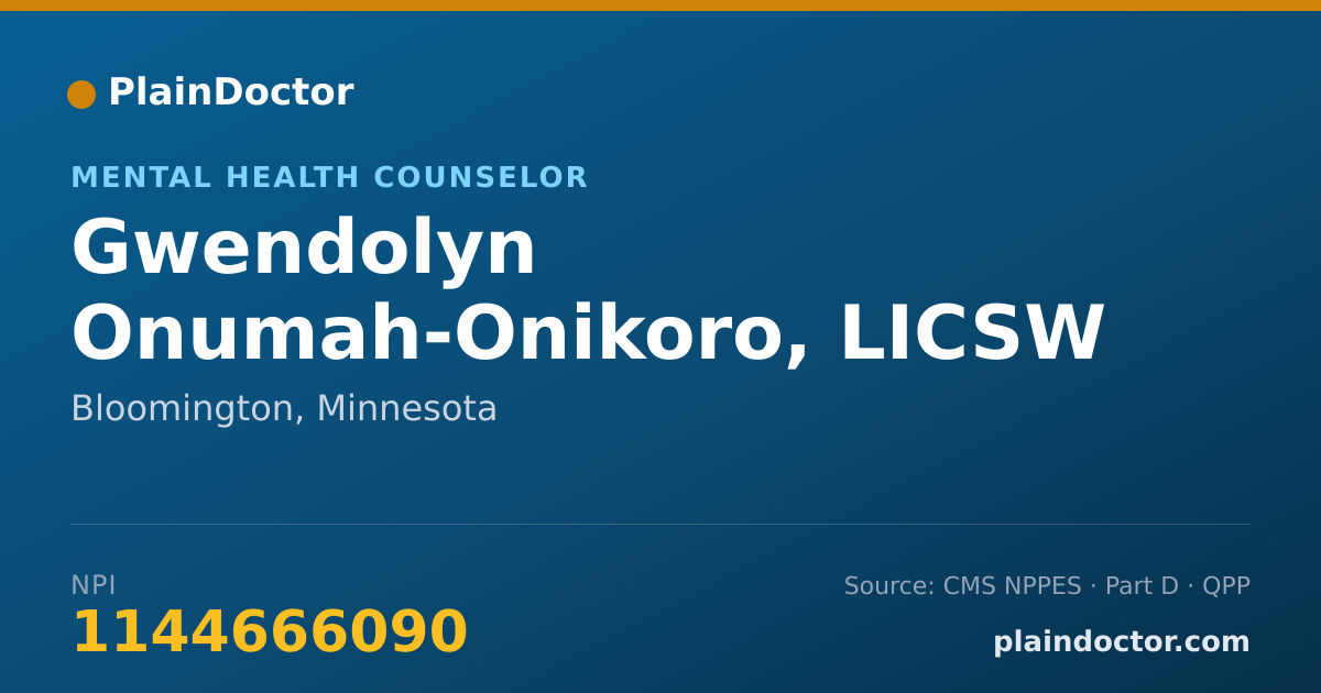 Shareable card for Gwendolyn Onumah-Onikoro, LICSW - Mental Health Counselor, Bloomington, MN