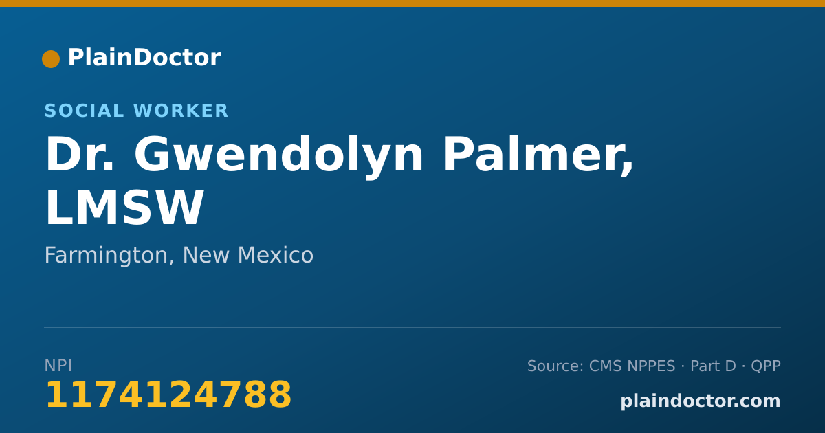 Shareable card for Gwendolyn Palmer, LMSW - Social Worker, Farmington, NM