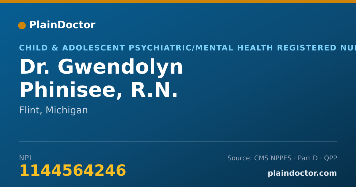 Shareable card for Gwendolyn Phinisee, R.N. - Child & Adolescent Psychiatric/Mental Health Registered Nurse, Flint, MI
