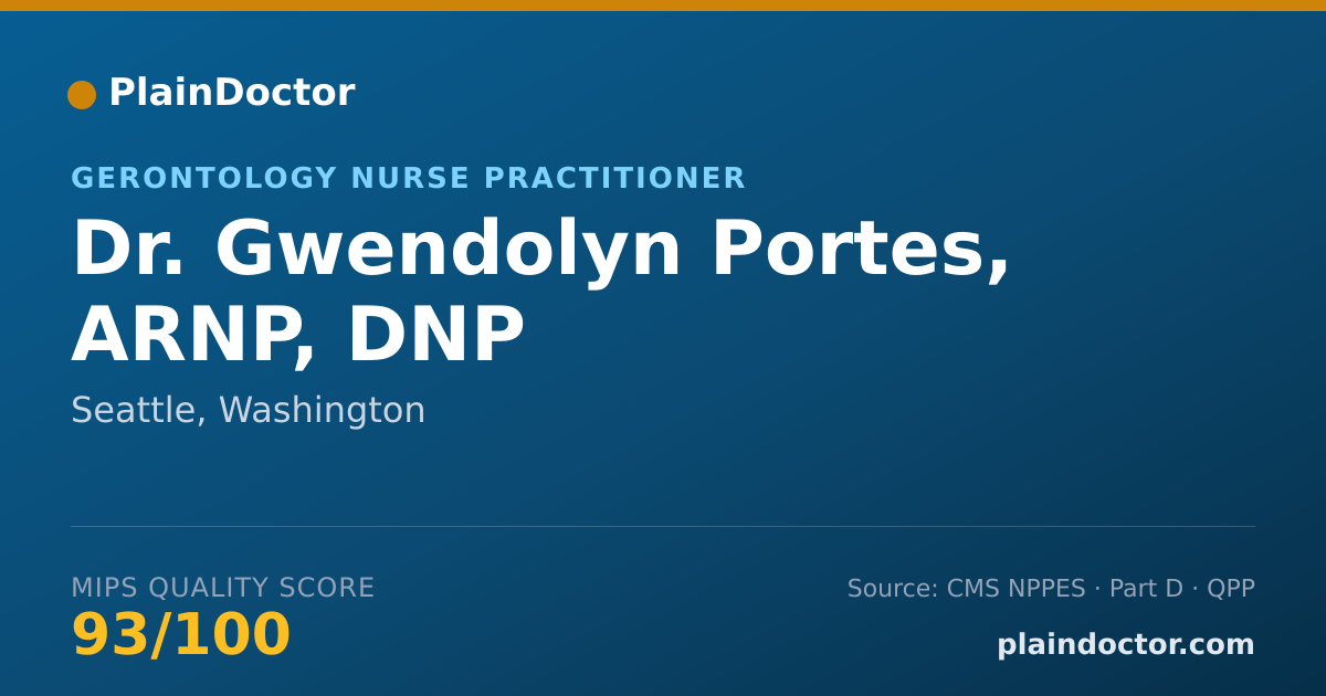 Shareable card for Gwendolyn Portes, ARNP, DNP - Gerontology Nurse Practitioner, Seattle, WA
