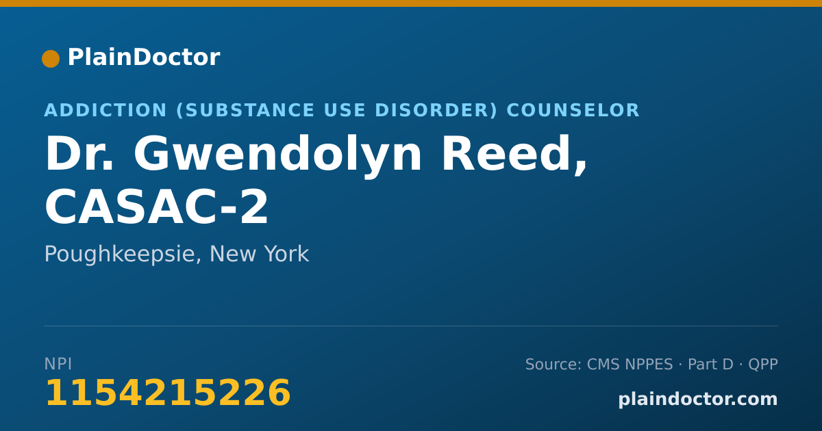Shareable card for Gwendolyn Reed, CASAC-2 - Addiction (Substance Use Disorder) Counselor, Poughkeepsie, NY