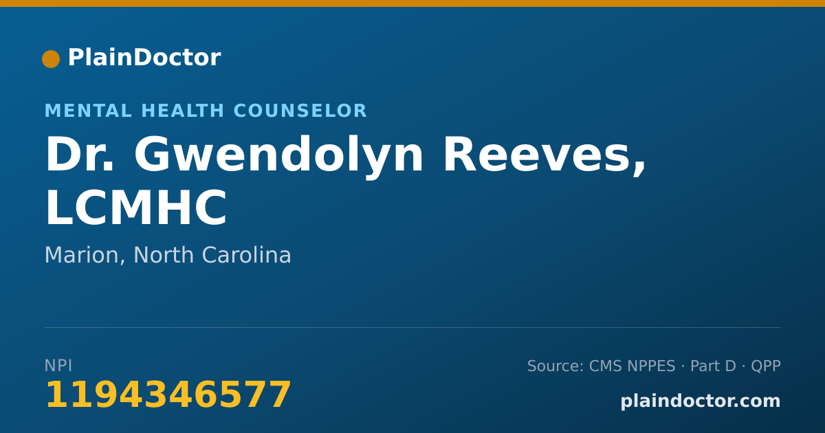 Shareable card for Gwendolyn Reeves, LCMHC - Mental Health Counselor, Marion, NC