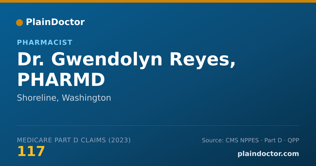 Shareable card for Gwendolyn Reyes, PHARMD - Pharmacist, Shoreline, WA