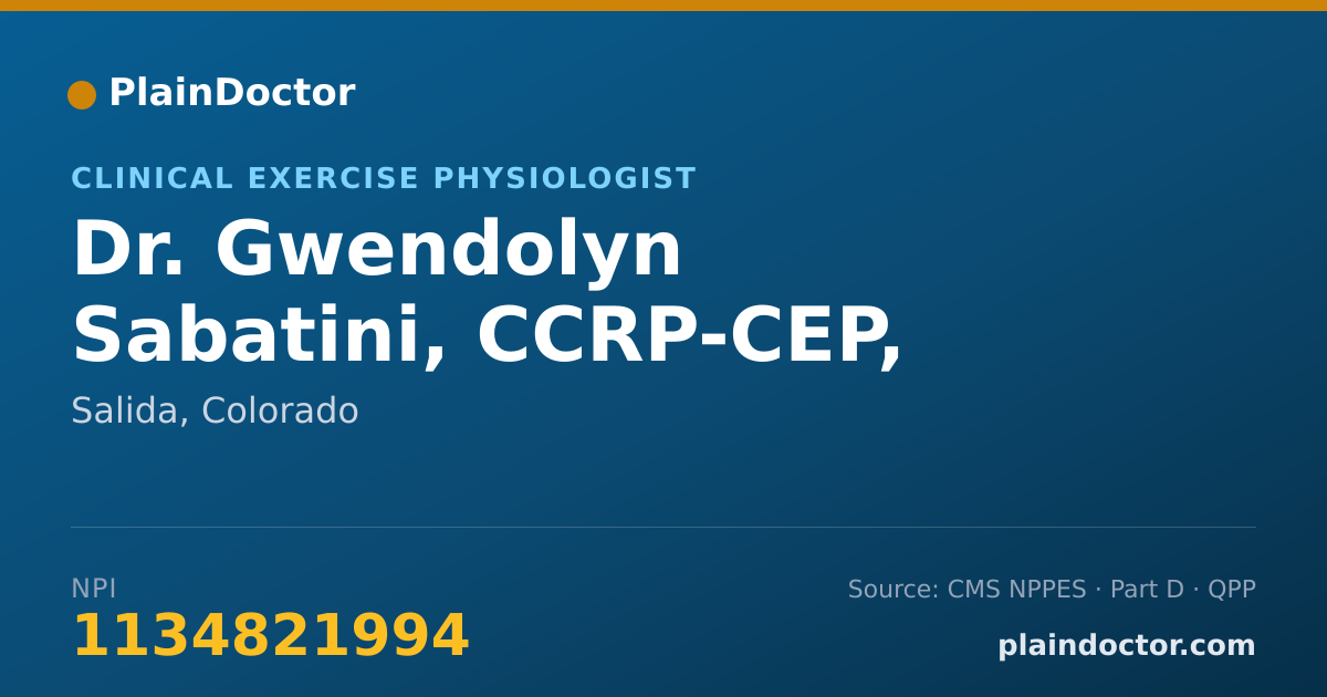 Shareable card for Gwendolyn Sabatini, CCRP-CEP, BHC - Clinical Exercise Physiologist, Salida, CO