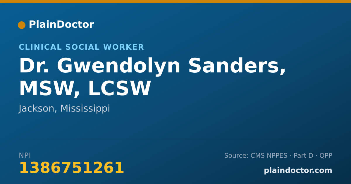 Shareable card for Gwendolyn Sanders, MSW, LCSW - Clinical Social Worker, Jackson, MS