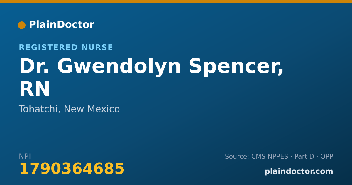 Shareable card for Gwendolyn Spencer, RN - Registered Nurse, Tohatchi, NM