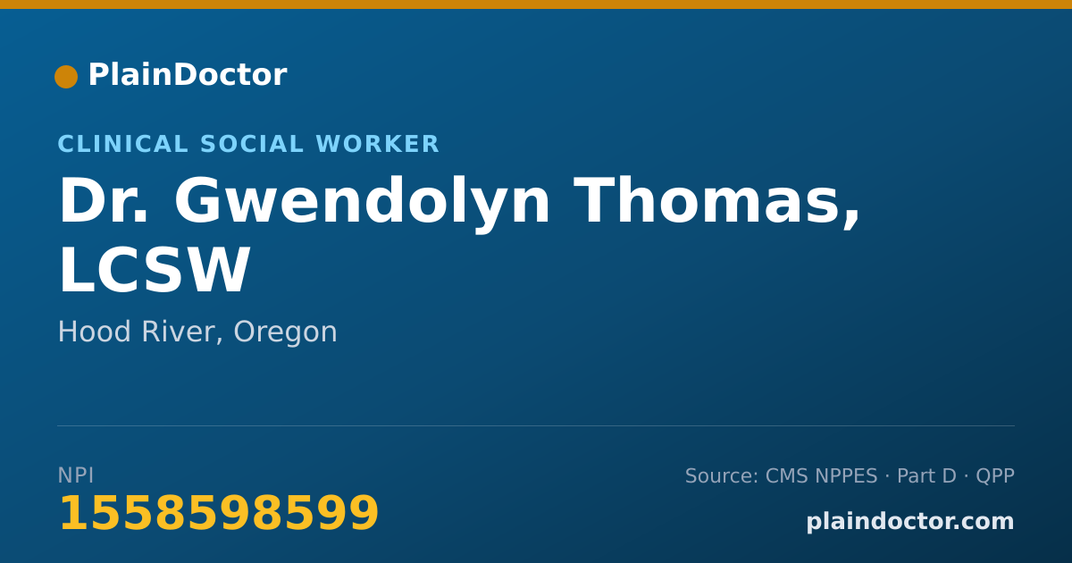 Shareable card for Gwendolyn Thomas, LCSW - Clinical Social Worker, Hood River, OR