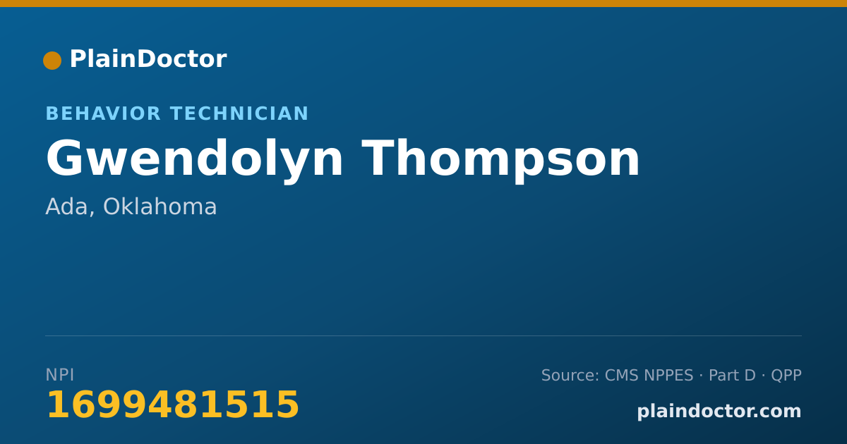 Shareable card for Gwendolyn Thompson - Behavior Technician, Ada, OK