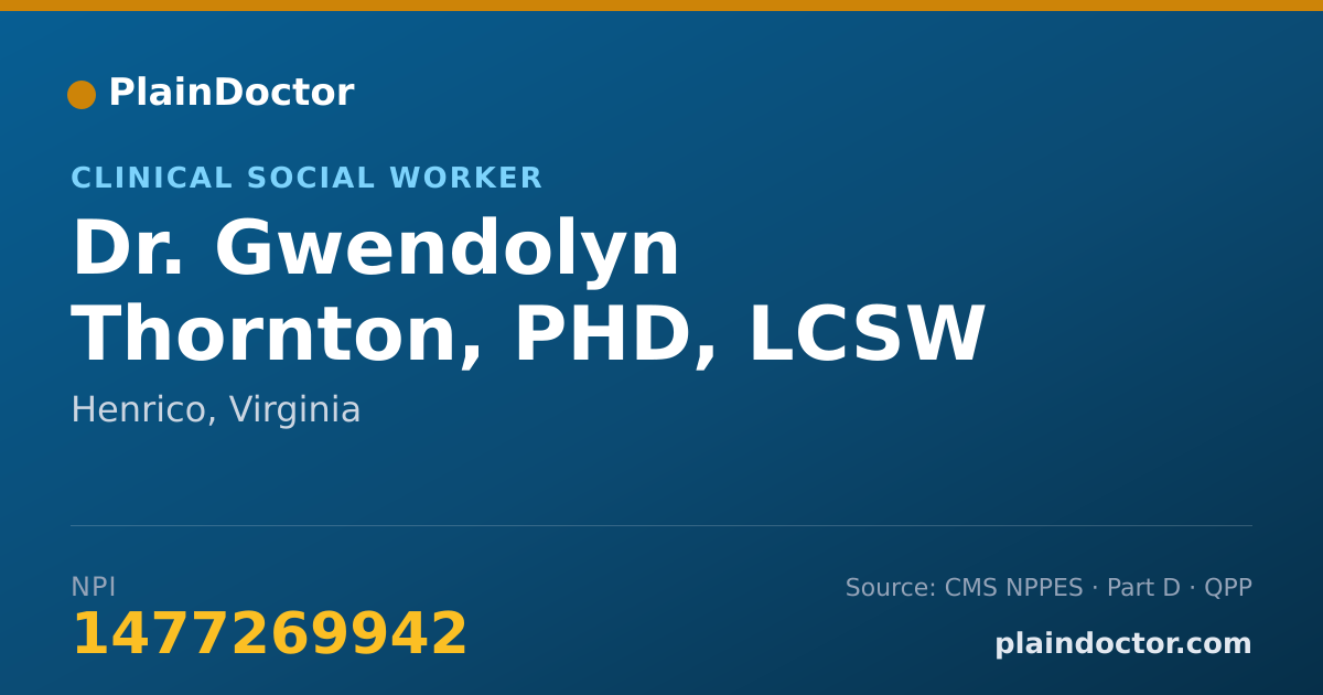 Shareable card for Gwendolyn Thornton, PHD, LCSW - Clinical Social Worker, Henrico, VA