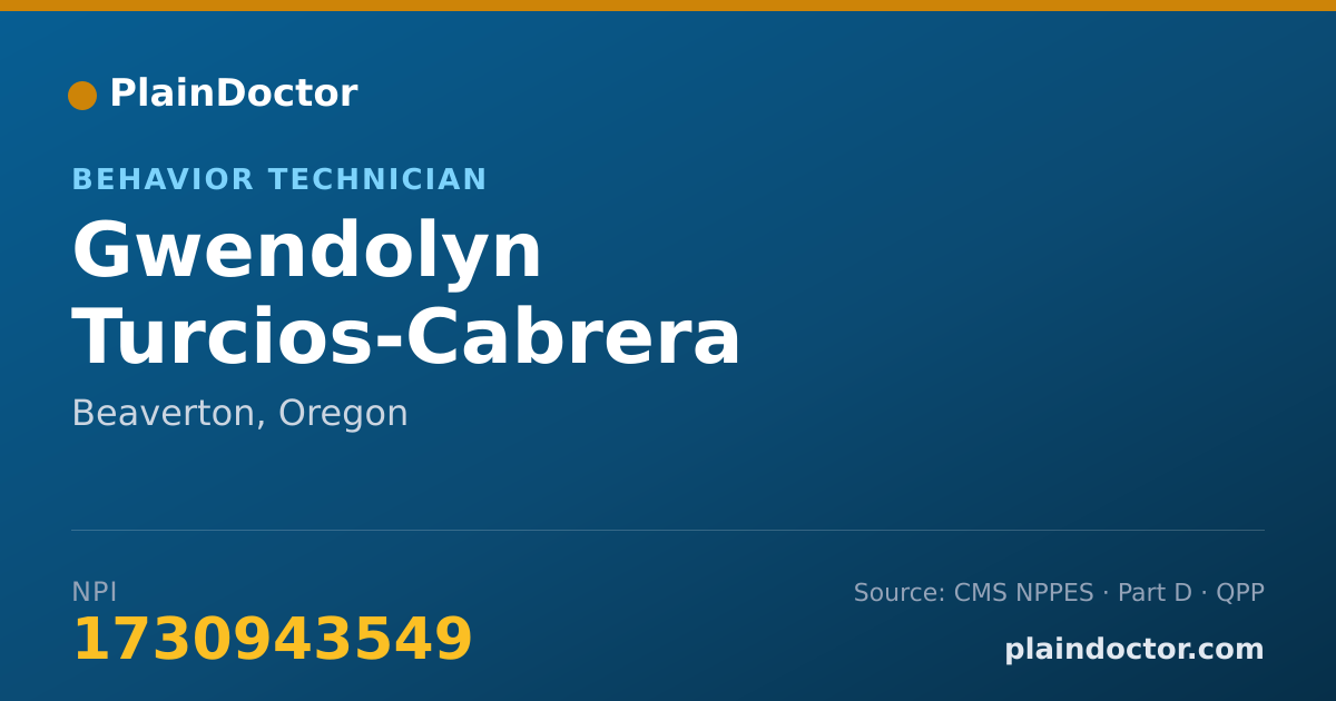 Shareable card for Gwendolyn Turcios-Cabrera - Behavior Technician, Beaverton, OR