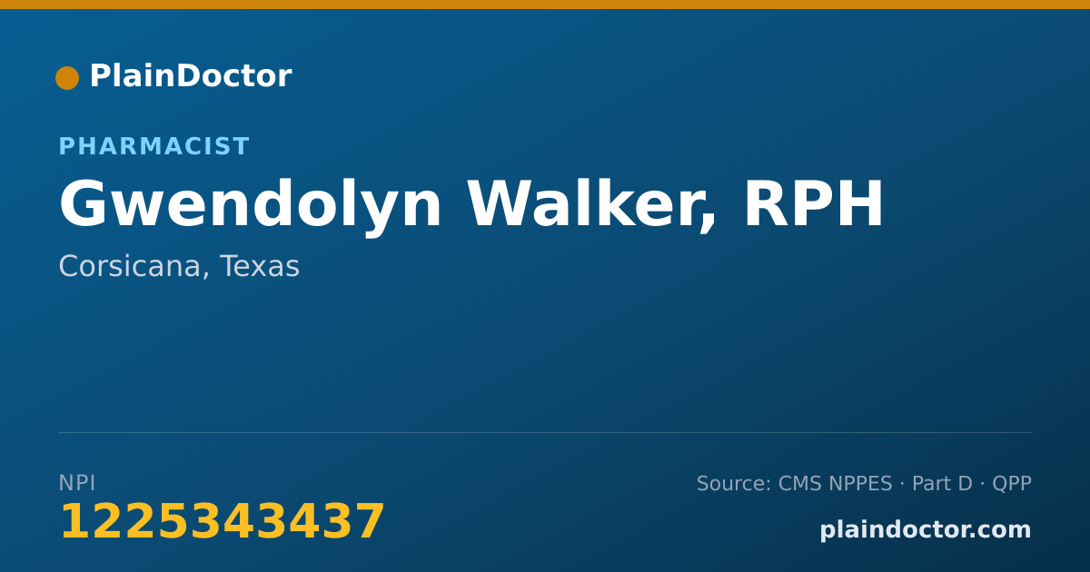 Shareable card for Gwendolyn Walker, RPH - Pharmacist, Corsicana, TX
