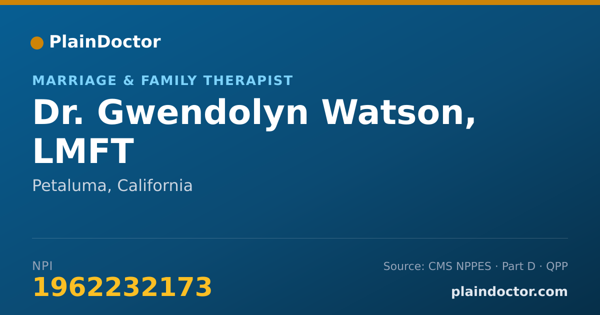 Shareable card for Gwendolyn Watson, LMFT - Marriage & Family Therapist, Petaluma, CA
